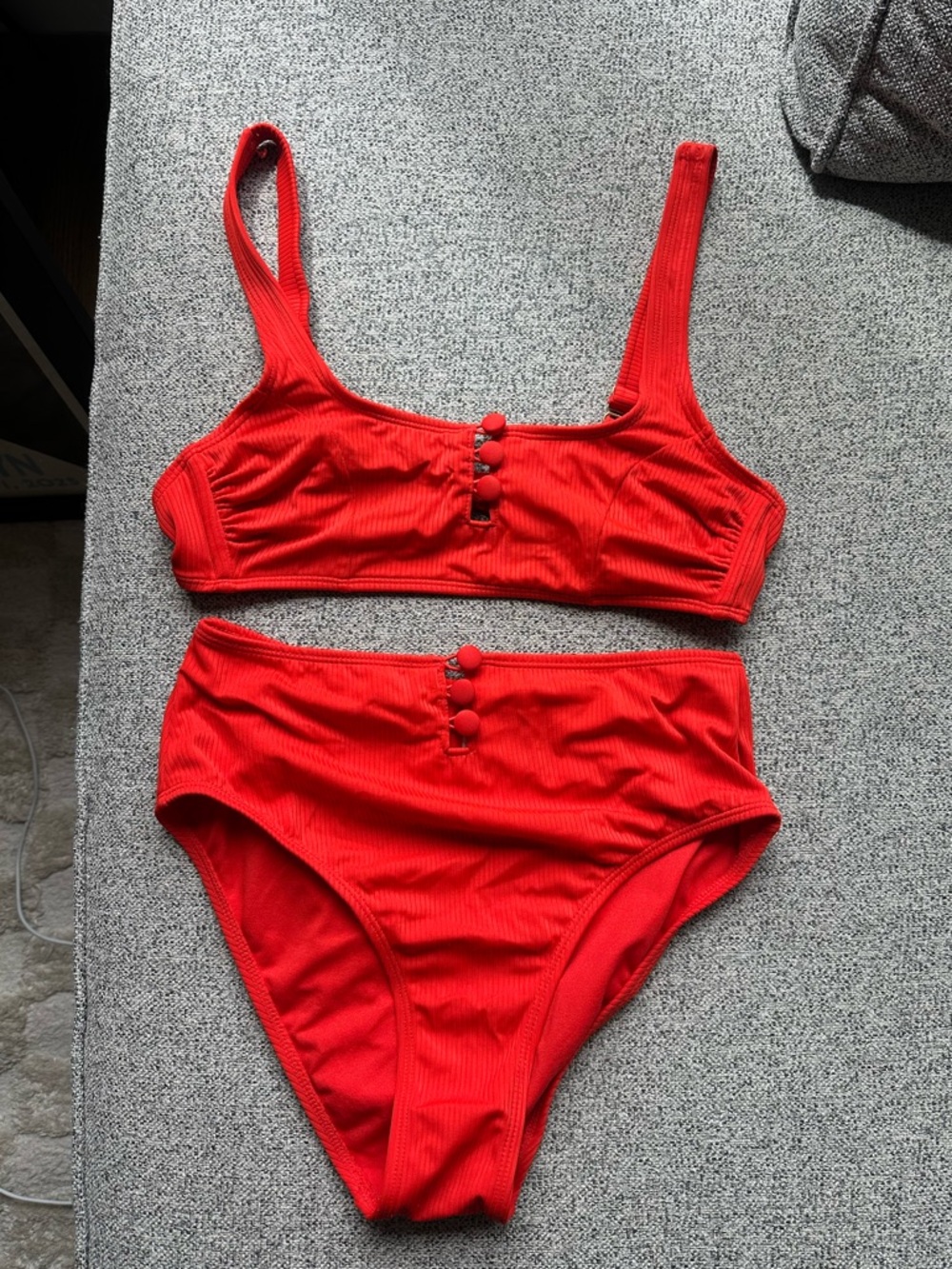 Xhilaration Red Ribbed High-Waisted Bikini